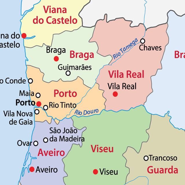 Mapa político de portugal, arte da parede, 60*90cm, poster de pintura em  tela, decoração